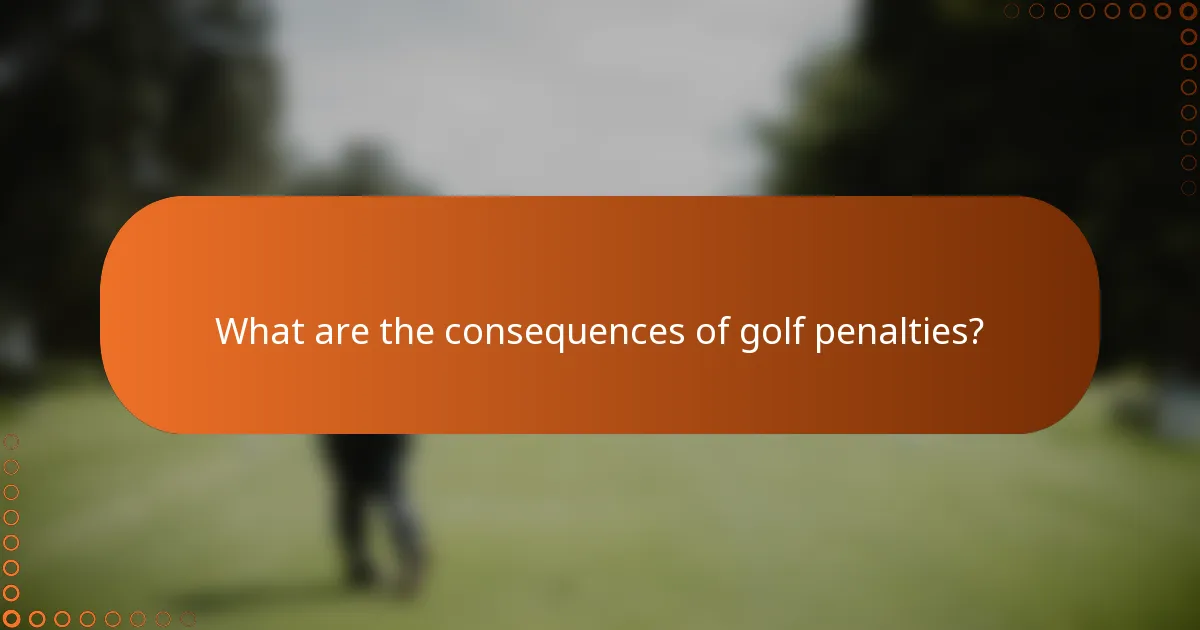 What are the consequences of golf penalties?